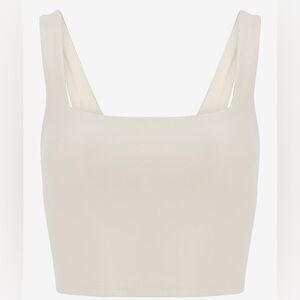 Express Body Contour Faux Leather Square
Neck Cropped Tank